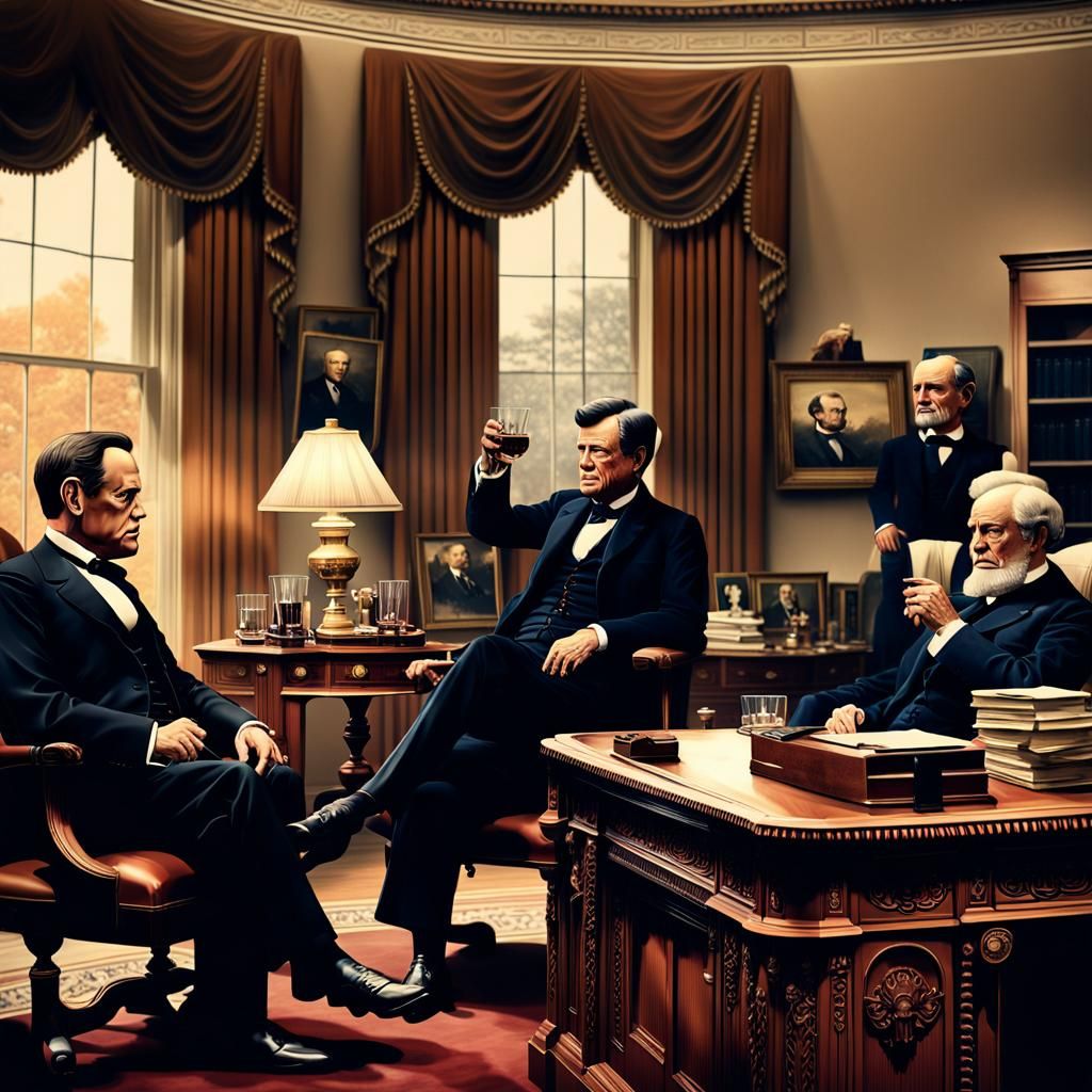 Four Presidents Discussing Assassination in Oval Office