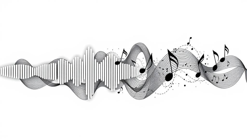 Abstract Black and White Sound Wave Art