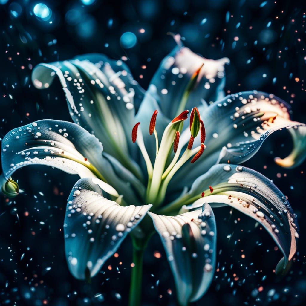 Shimmering White Lily Macro Photograph