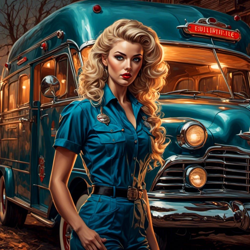 Female Paramedic in City Emergency, Comic Book Art