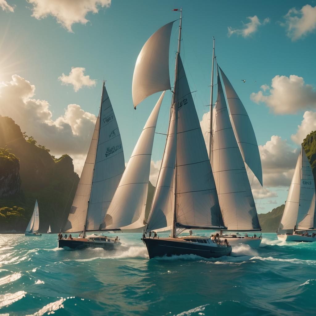 Yacht Race in Tahiti: A Lucasfilm-Style Still