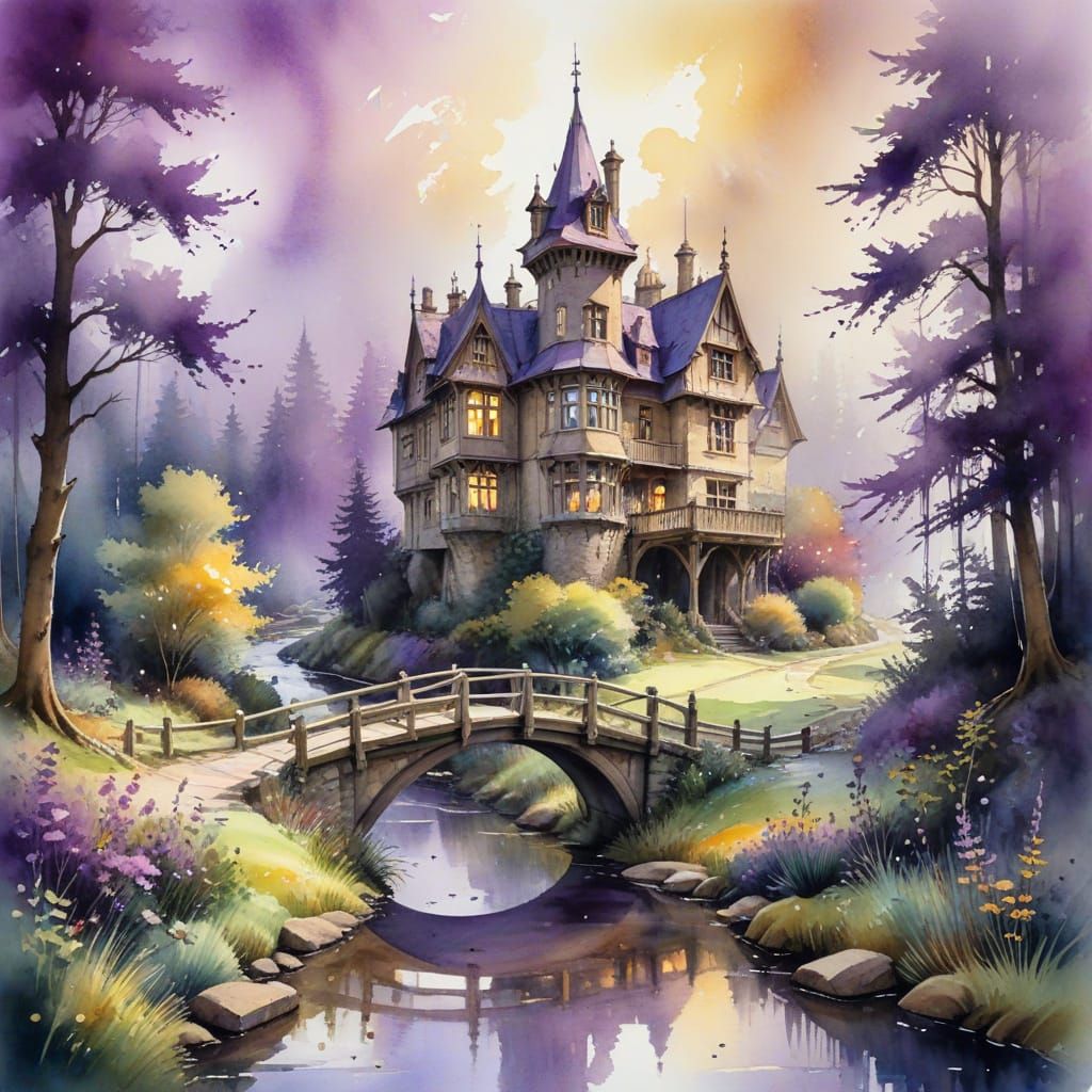 Whimsical Victorian Wizard's Estate in a Dreamy, Ethereal Wa...