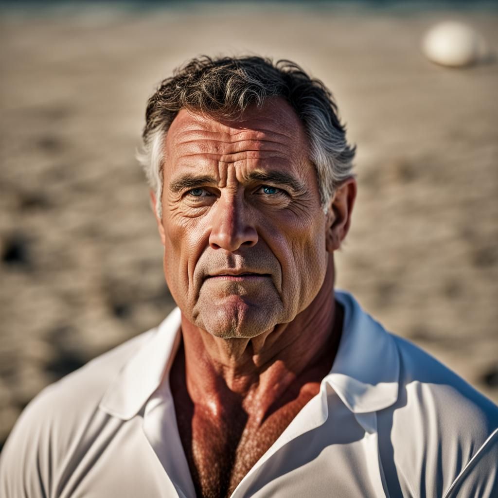 Rugby Player Portrait on Beach with Bokeh