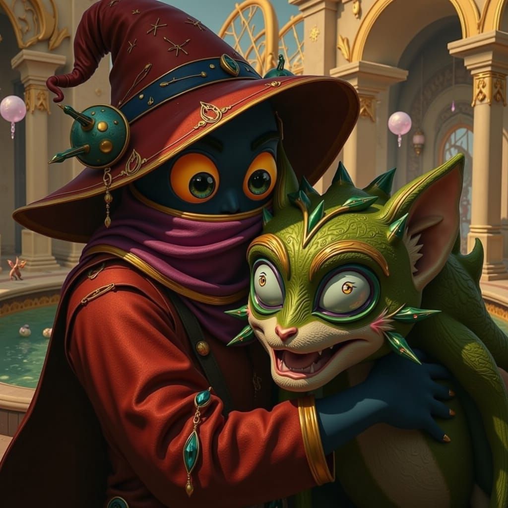 Orko Hugs Cringer in Palace Courtyard