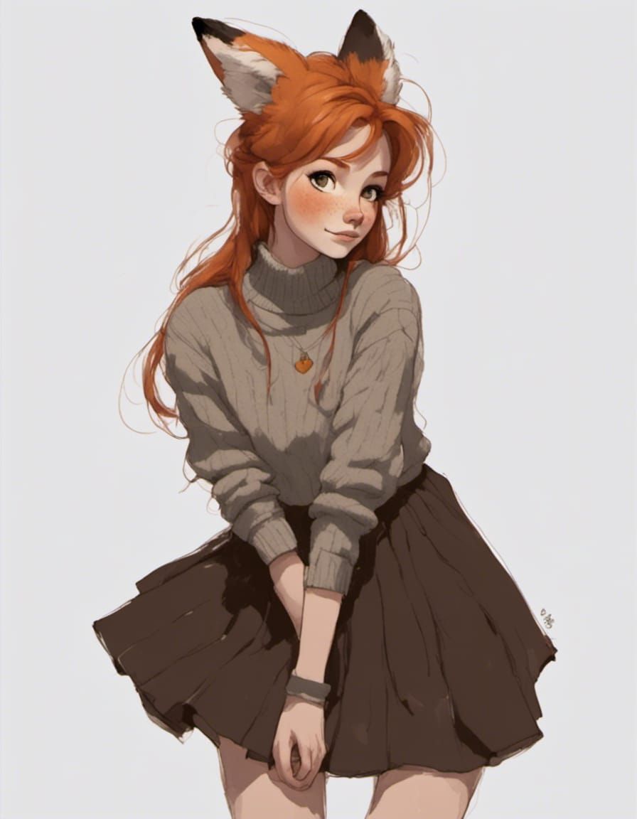 Adorable Fox-girl VIXEN wearing earth tone colors.