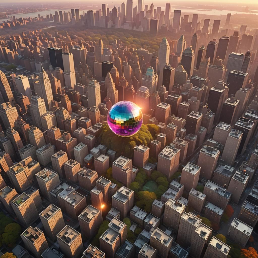 Disco Ball Escarpment Overlooking Central Park at Sunrise