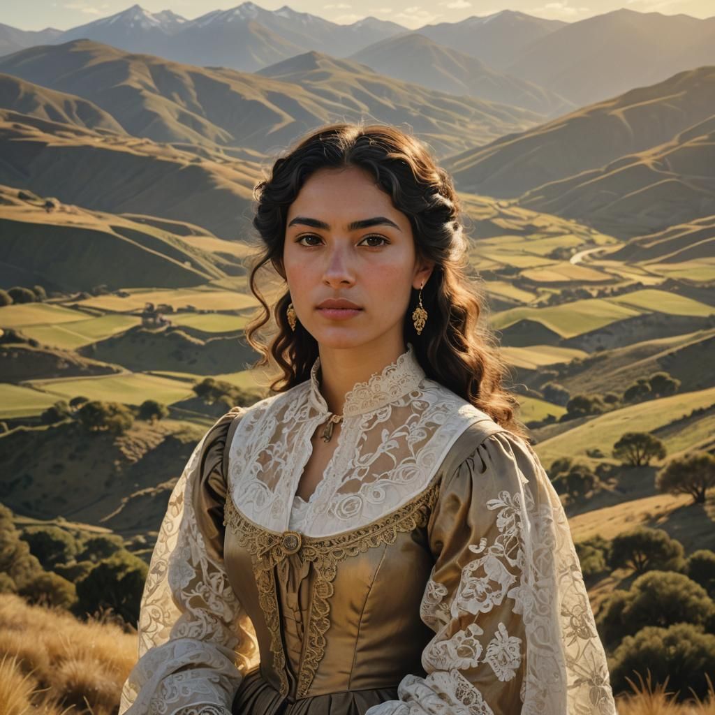Neoclassical Portrait of Chilean Woman in Traditional Attire