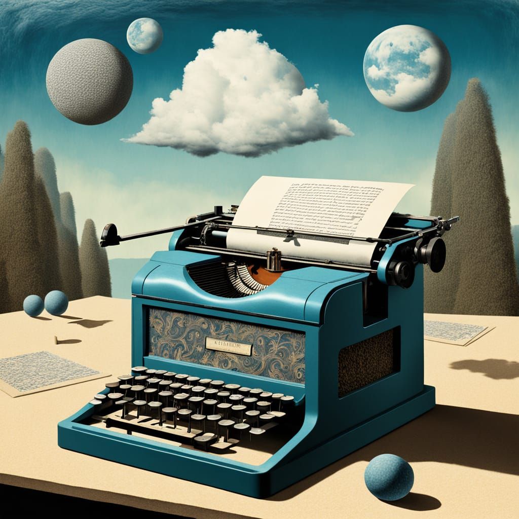 Typewriter in Magritte Style