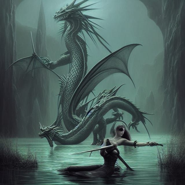 Surreal Women Distributing Swords: Fantasy Art