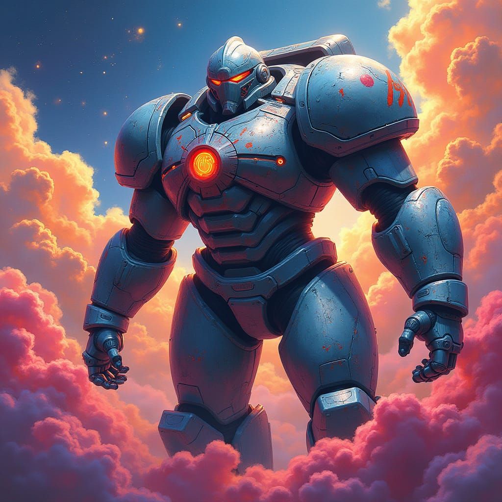 Heroic Colossus in Space with Graffiti Armor