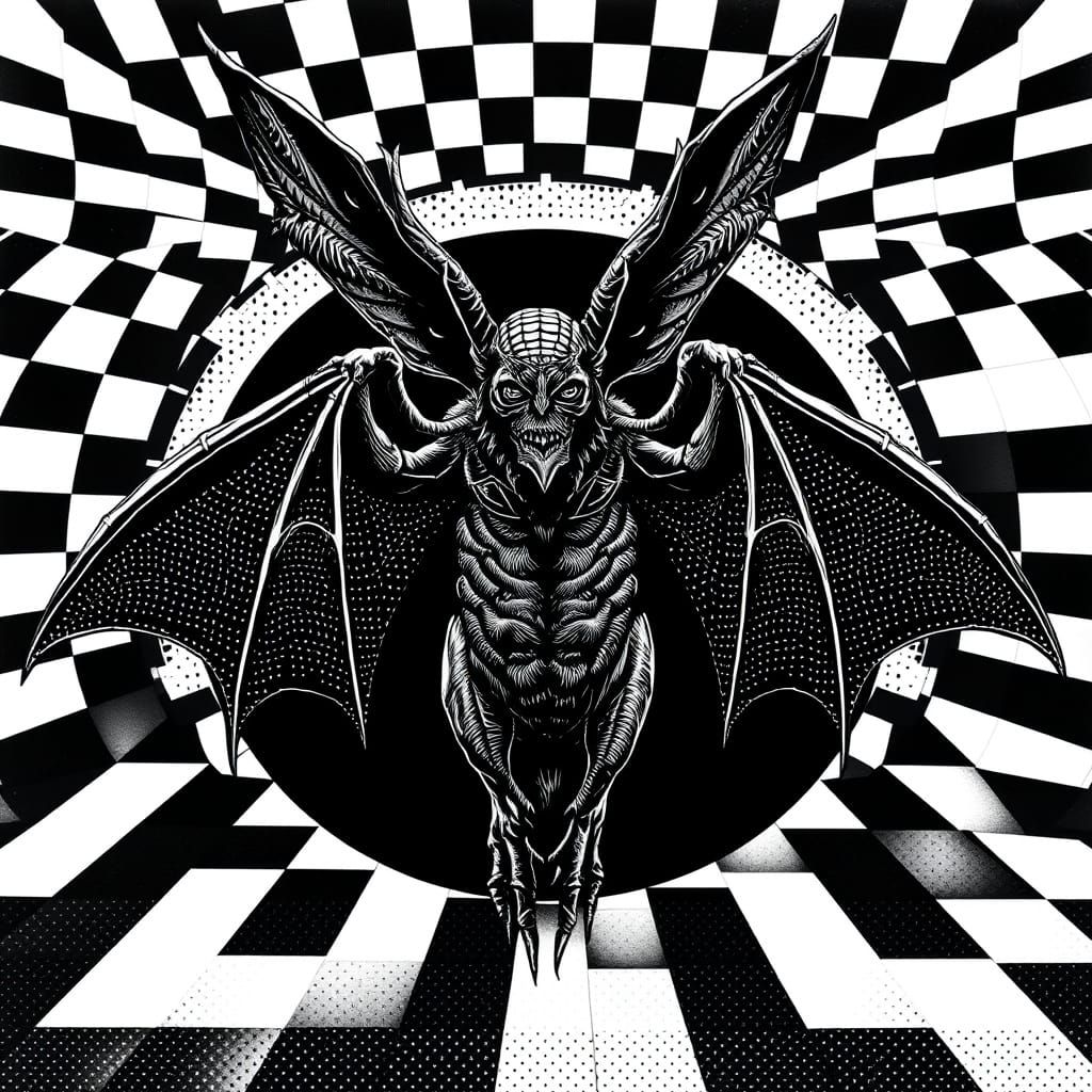 Dramatic Portrait of Camazotz in Black and White