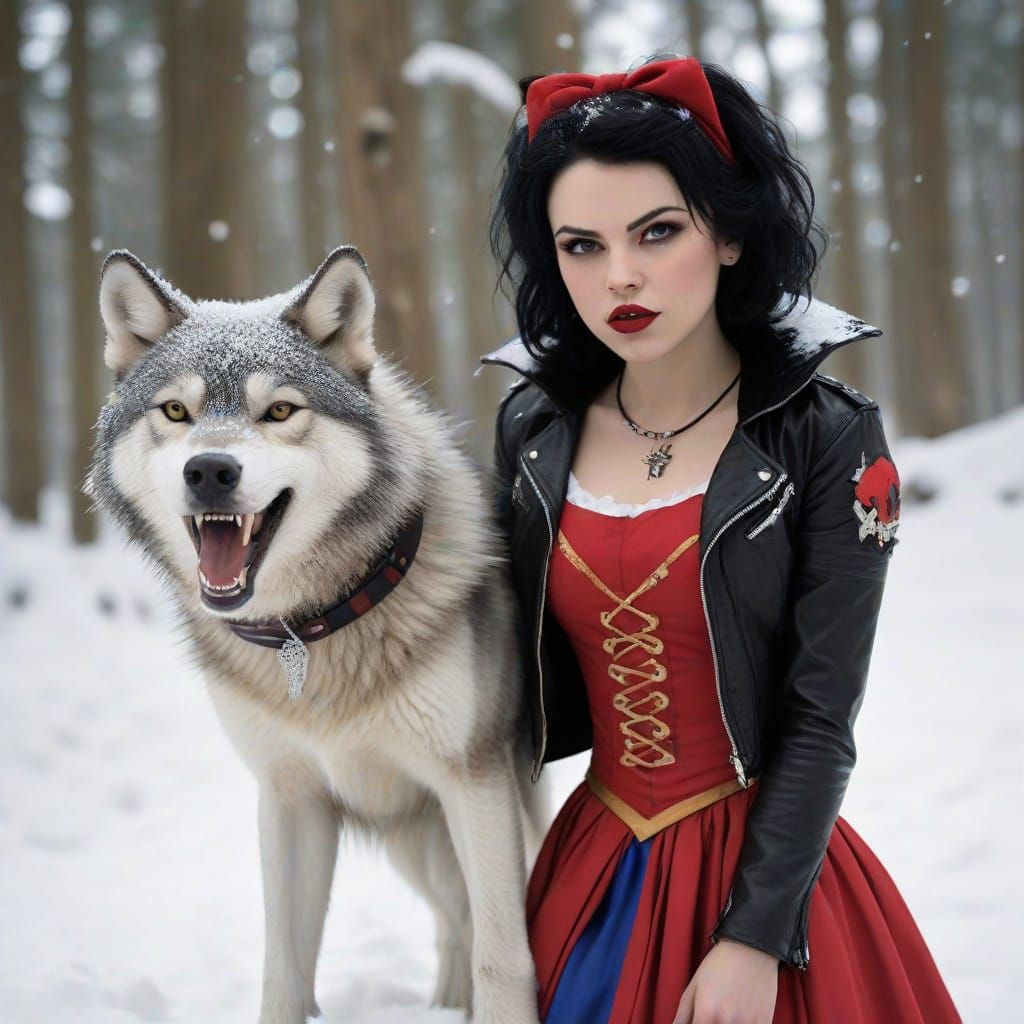 Punk Rock Snow White and Her Fierce Wolf Companion