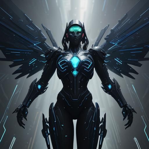 Cyberpunk Angel Digimon Portrait in 8K