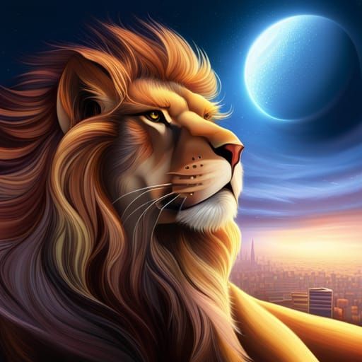 Furry Lion Bodybuilder Businessman in Modern Art Style