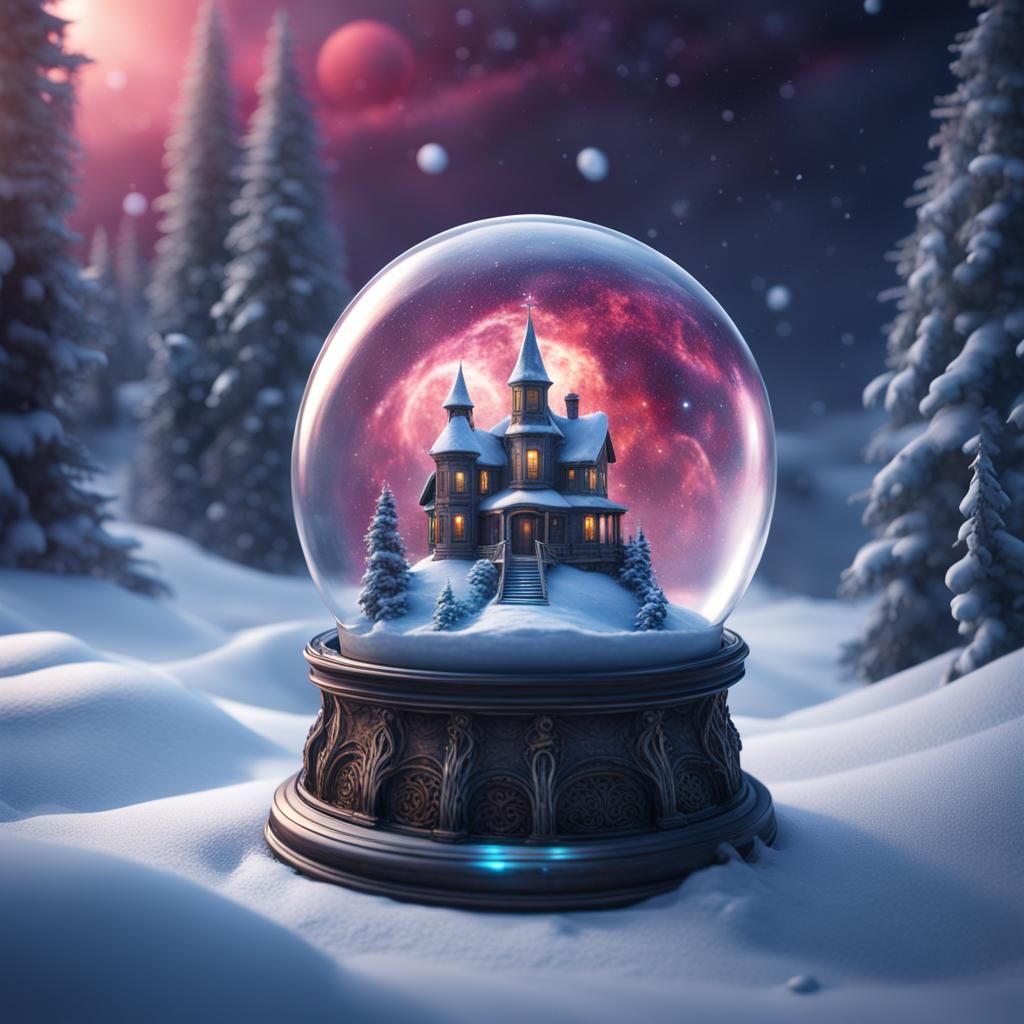 Galaxy in Snow Globe: Detailed Matte Painting