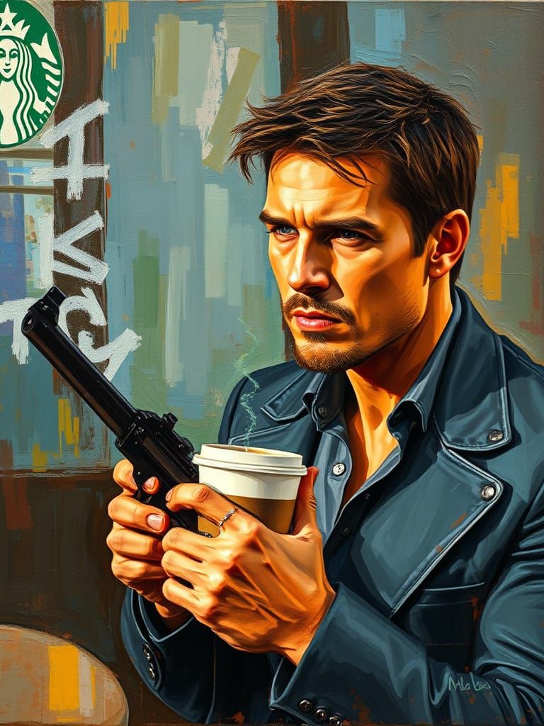 Ethan Hunt from Mission Impossible at Starbucks Coffee