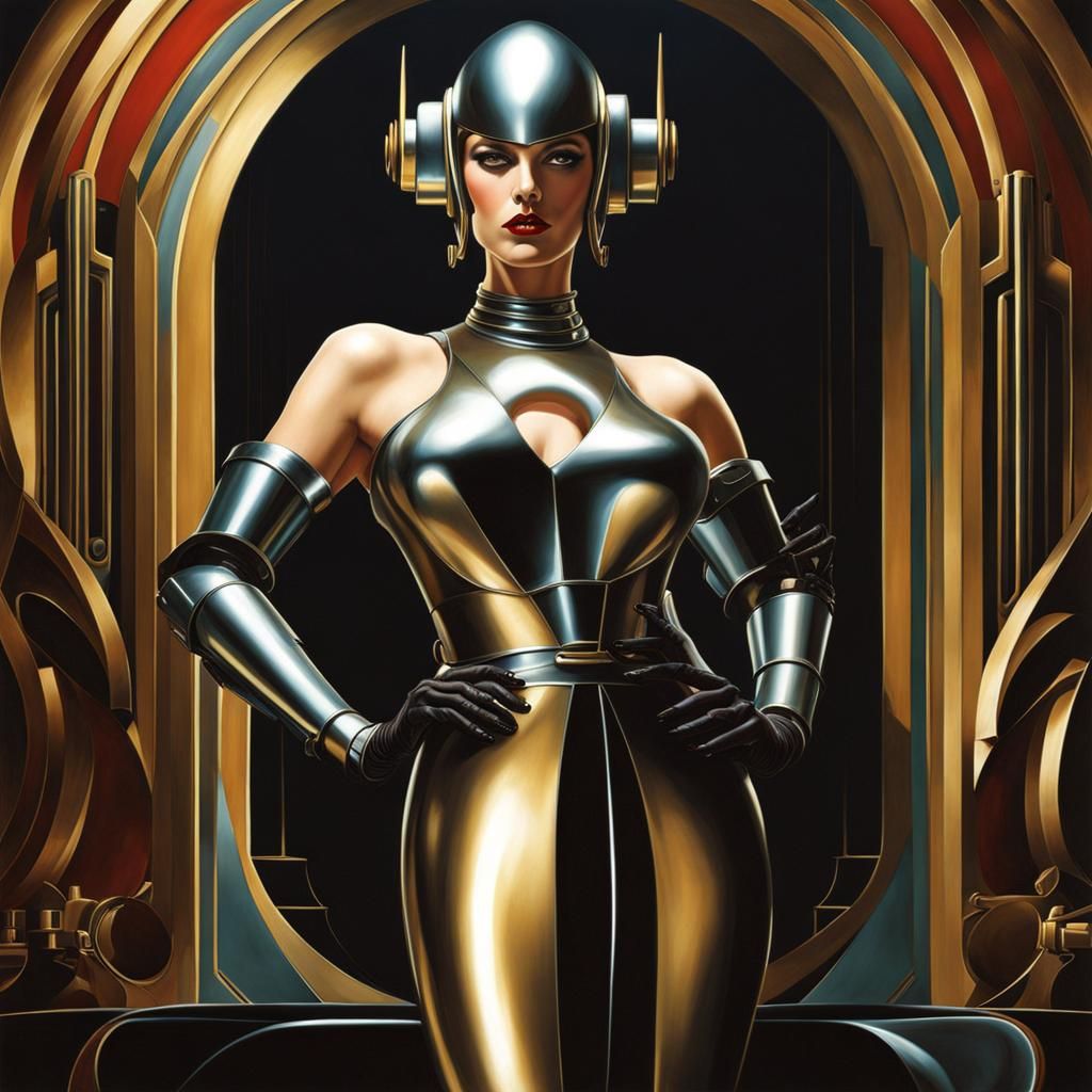 Art Deco Robot in Tamara de Lempicka Style