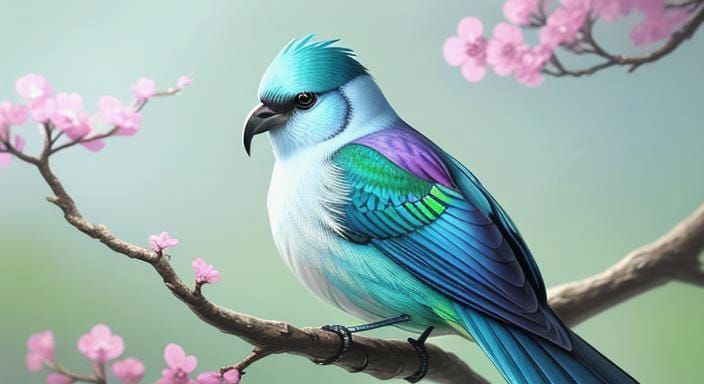 Colorful Wingless Bird Digital Illustration