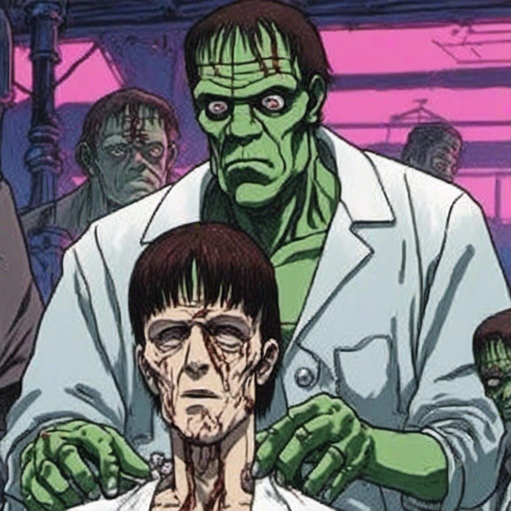 Cyberpunk Cyborg Upgrade in Anime Art Style