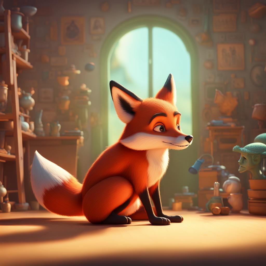 Child and Fox: 3D Digital Art