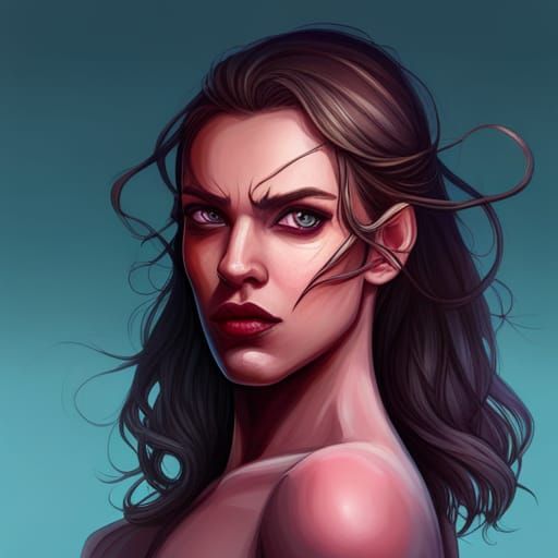 Colorful Half-Orc Vampire Barbarian Portrait