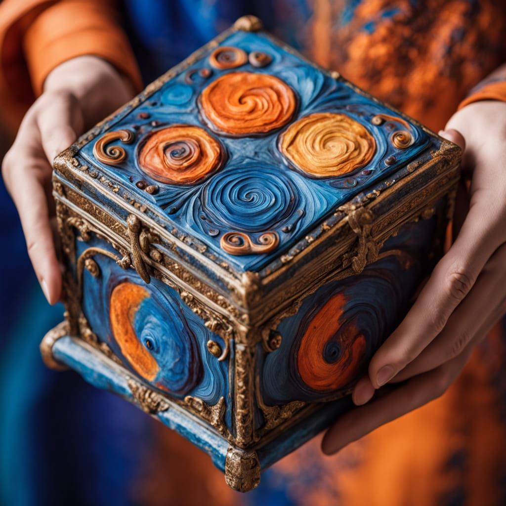 Vibrant Box Masterpiece in Whimsical Abstract Style