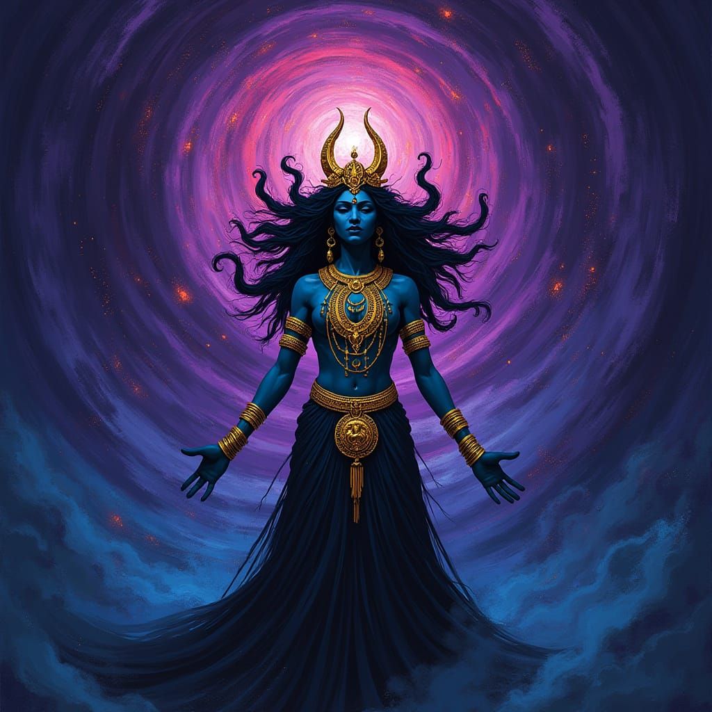 Mystical Goddess Kali in Cyberpunk Style