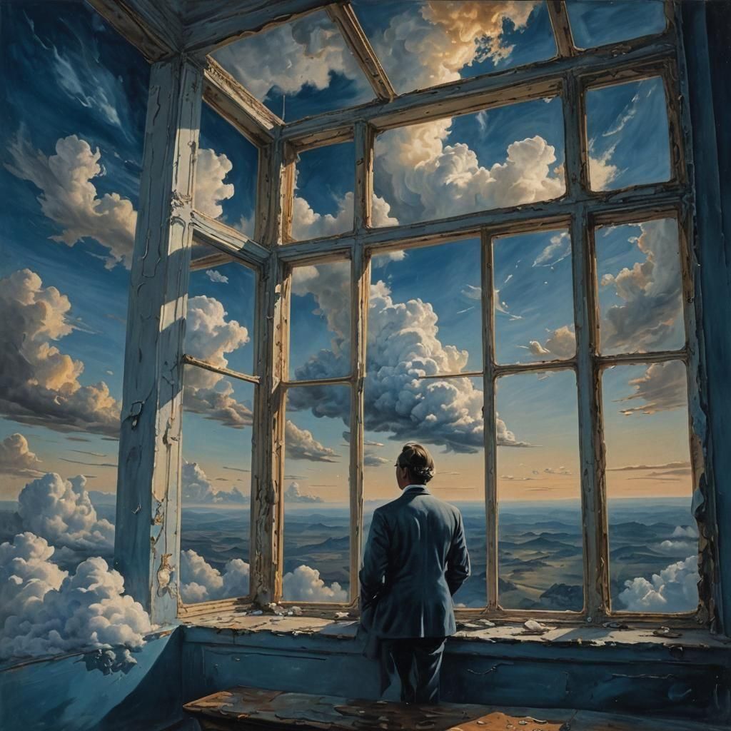 Fluffy White Clouds in a Blue Sky