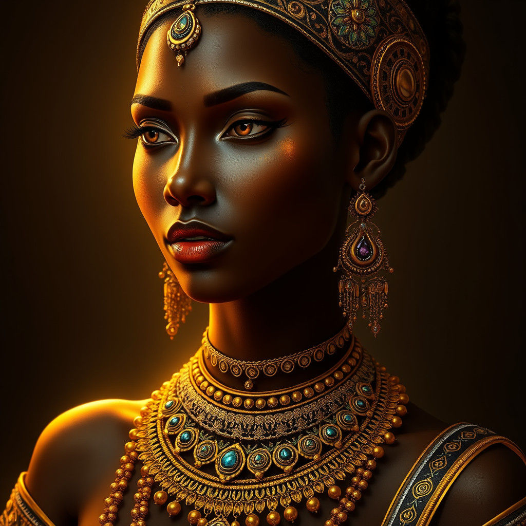 Ancient African-Indian Goddess in Hyper-Realistic AI Art