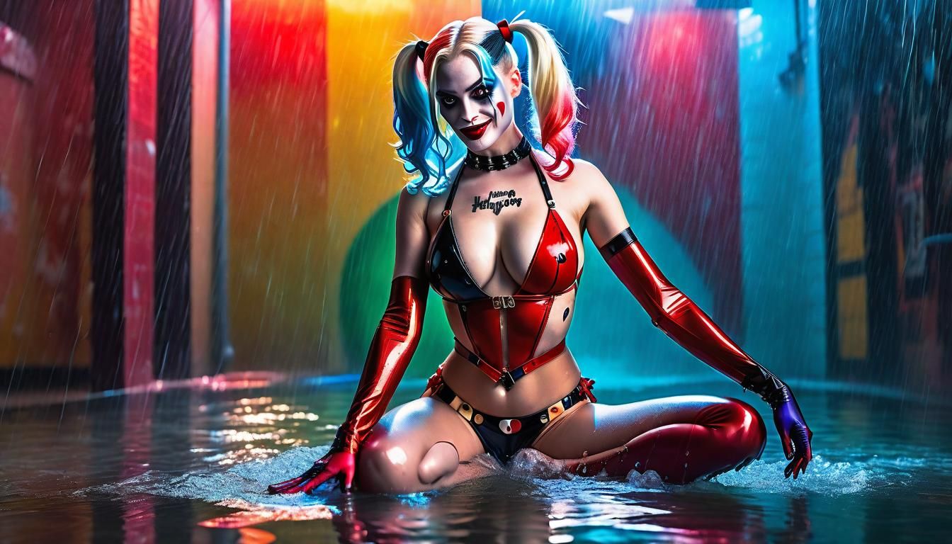 Hyperrealistic Harley Quinn Modelshoot in Transparent Bikini