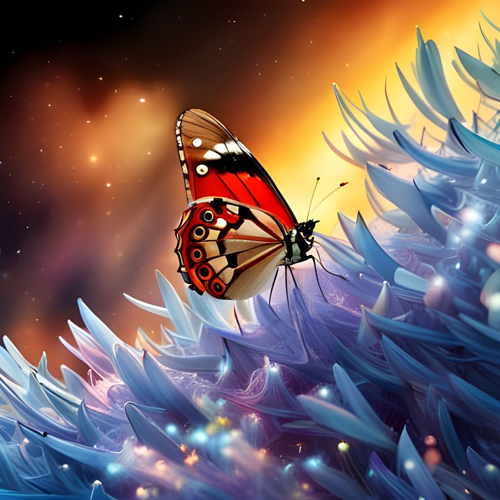 Cosmic Butterfly Macro in Surreal Digital Art