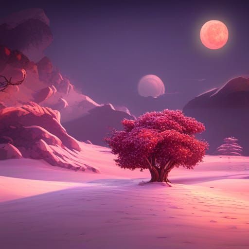 Pixar-Style Cherry Tree in 3D Digital Art