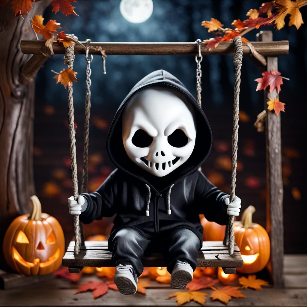 Hyper-realistic cinematic photograph of an adorable chibi Gh...