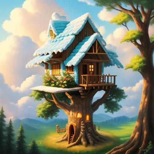 Tree house made of marshmallows