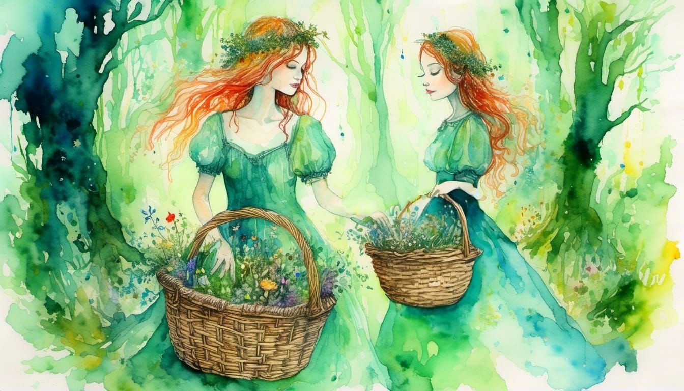 Magical Forest: Whimsical Watercolor Herbalists Illustration