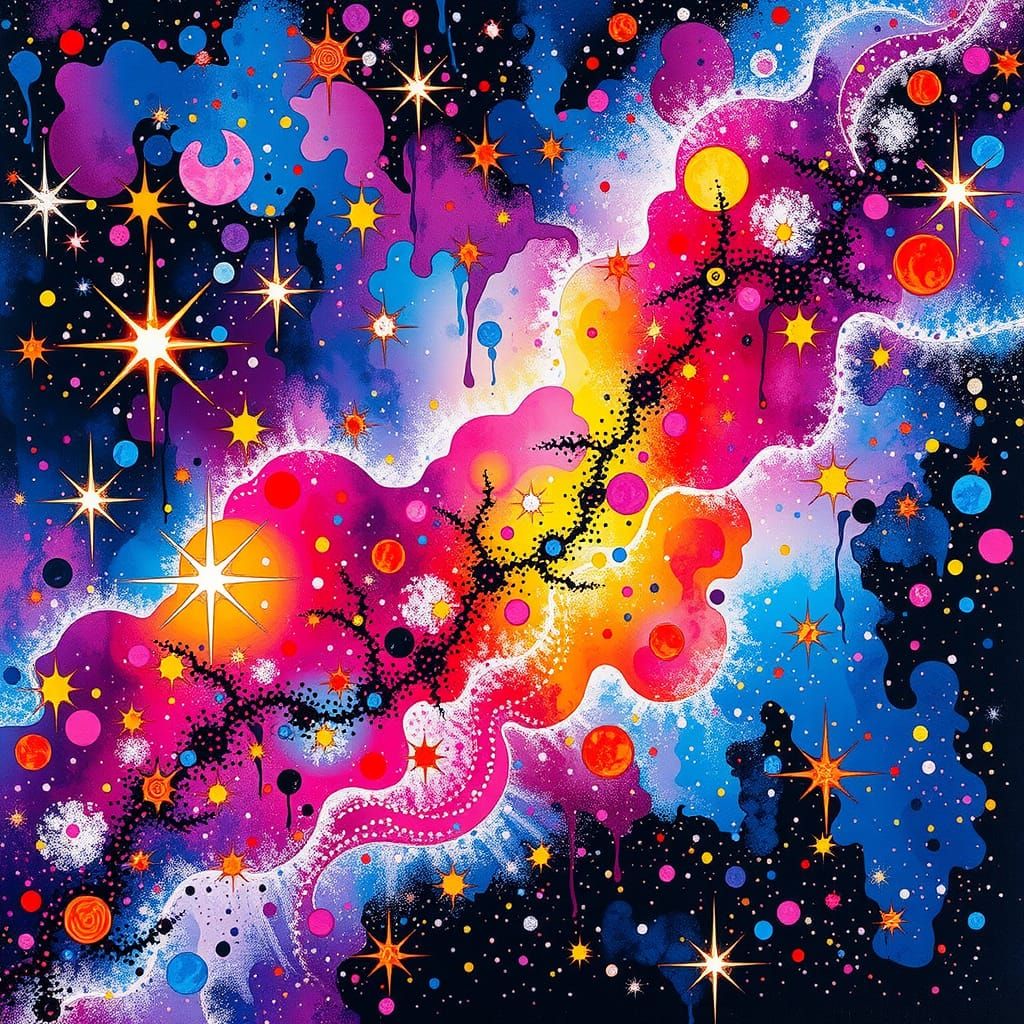 Cosmic Songline of Stars: Indigenous Dreamtime Art