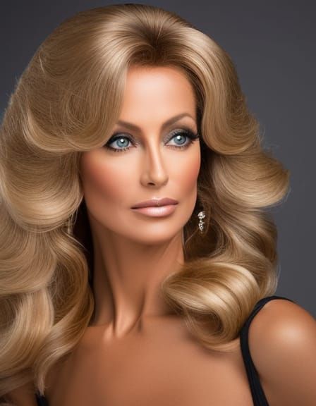 1970s Hairstyle on Beautiful Woman, Professional Photography