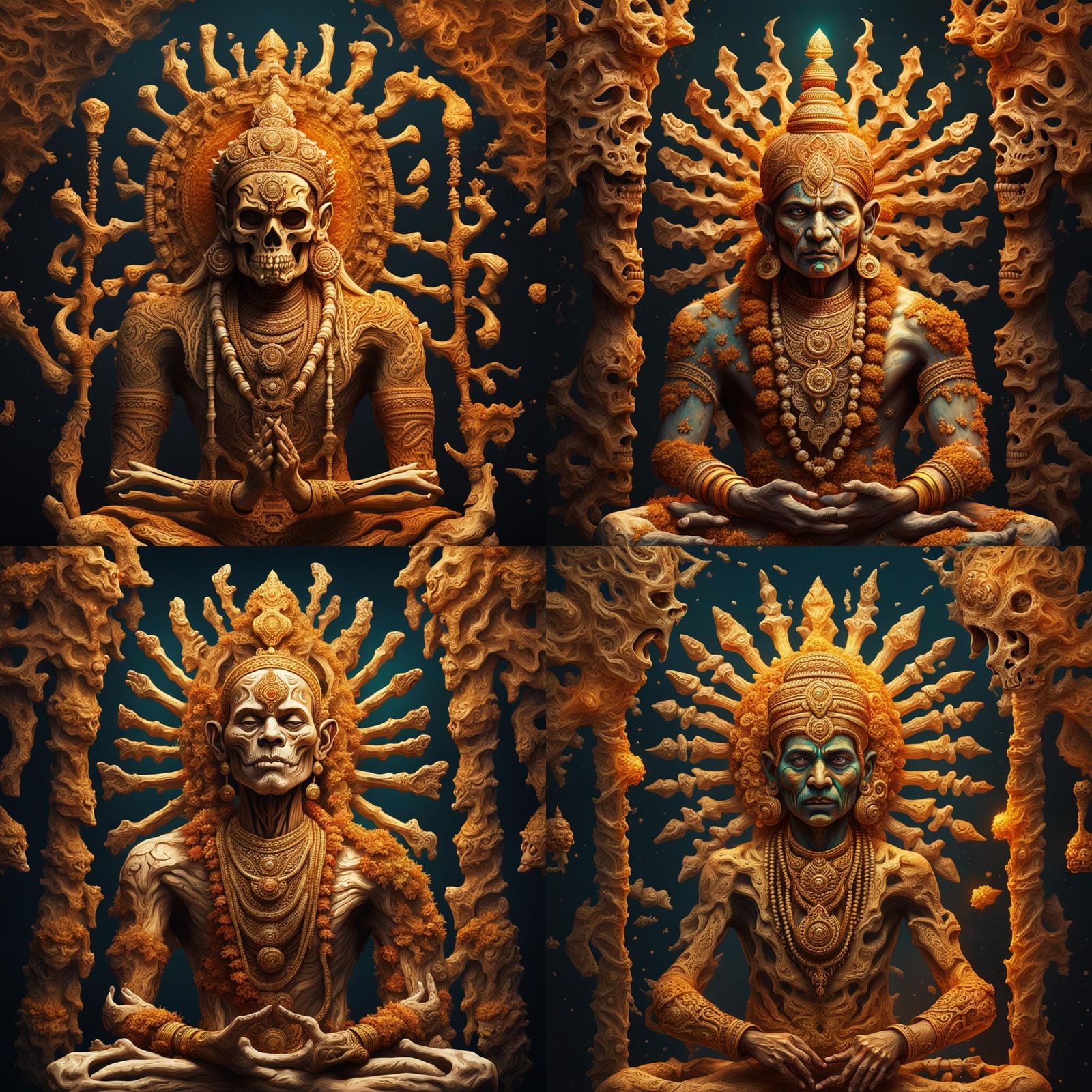 Blissful Yogi Made of Golden Demon Bones