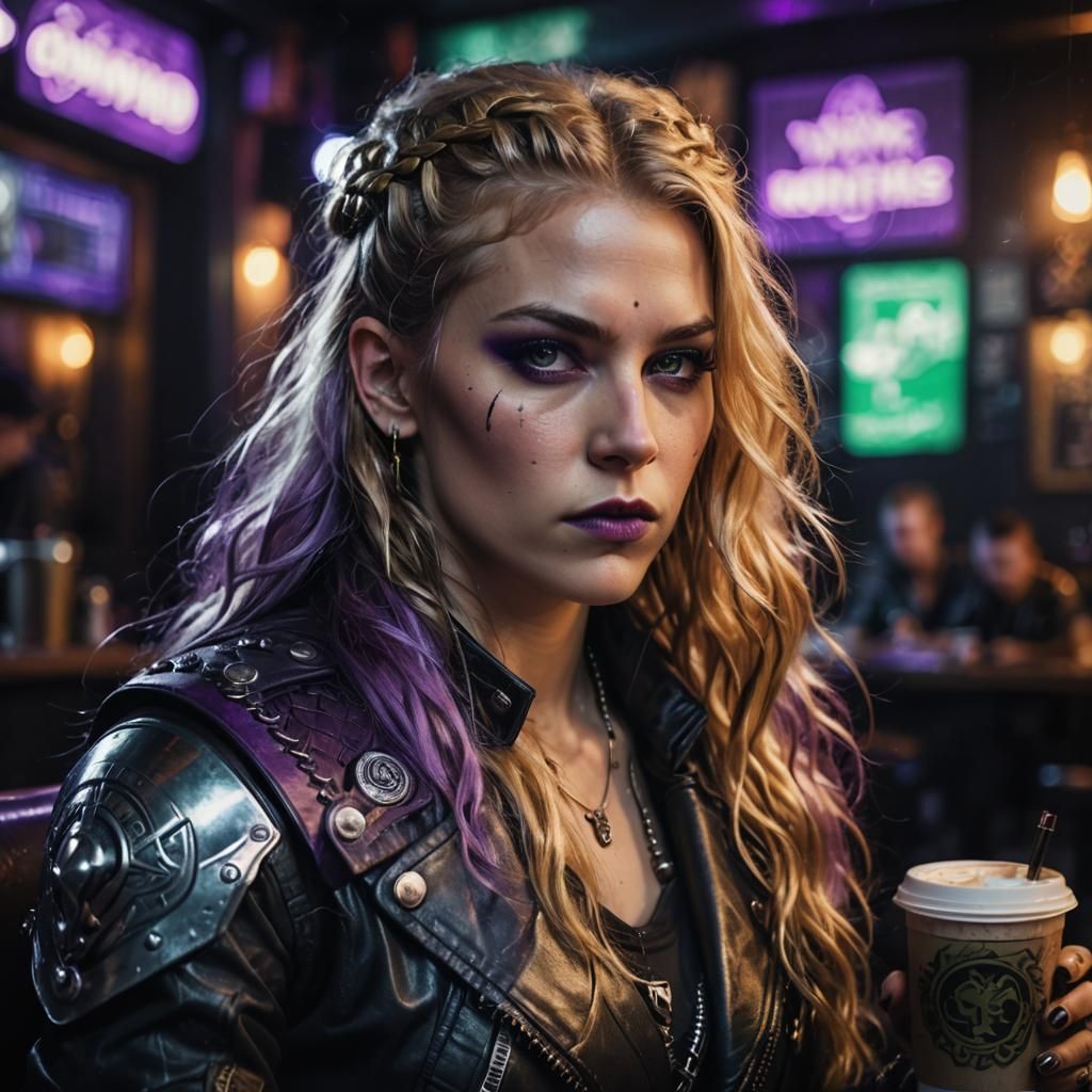 Cyberpunk Valkyrie Portrait with Neon Accents