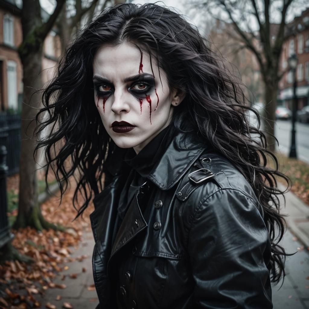 Goth Vampire Portrait in Hyper-Realistic Horror Style