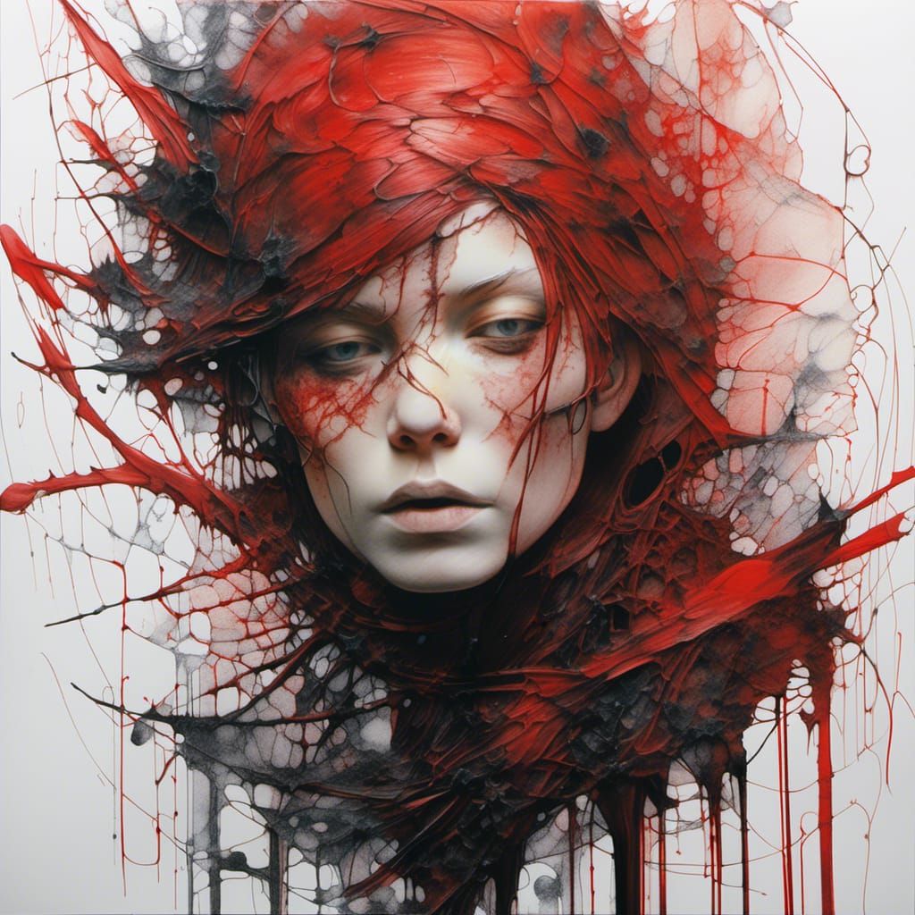 Detailed Red and Black Cosmic Stained Glass