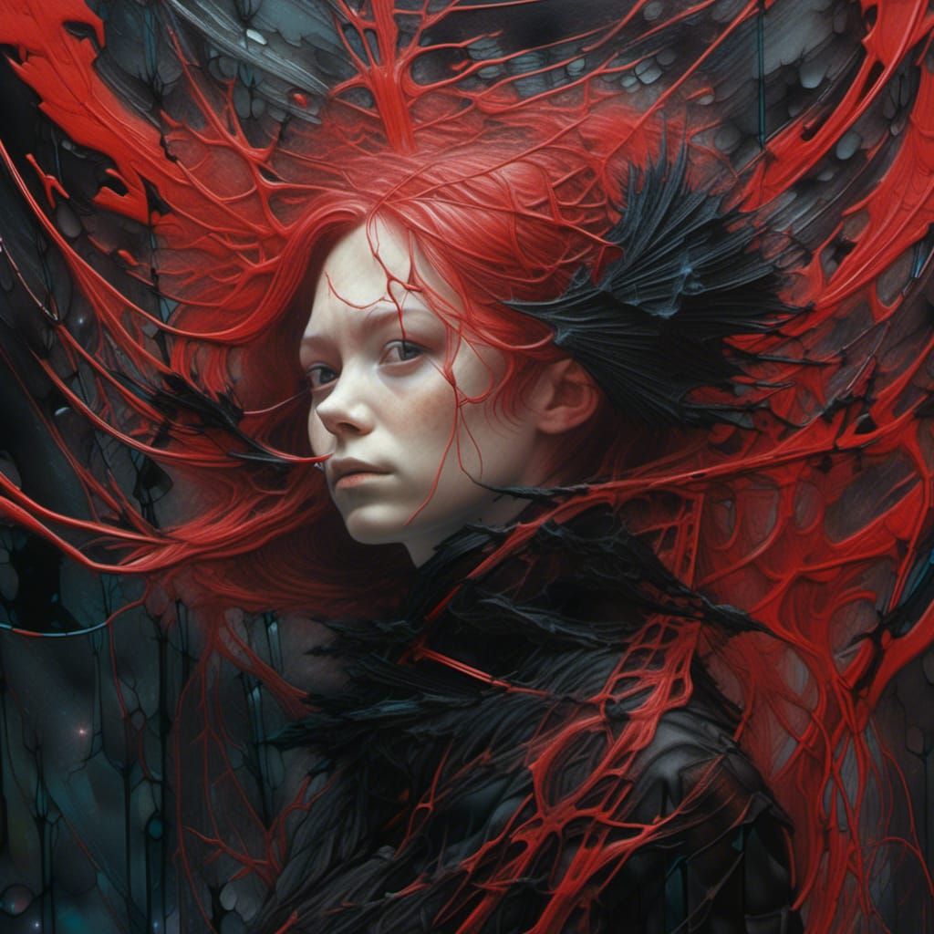 Detailed Hyper-Realistic Red and Black Cosmicscape