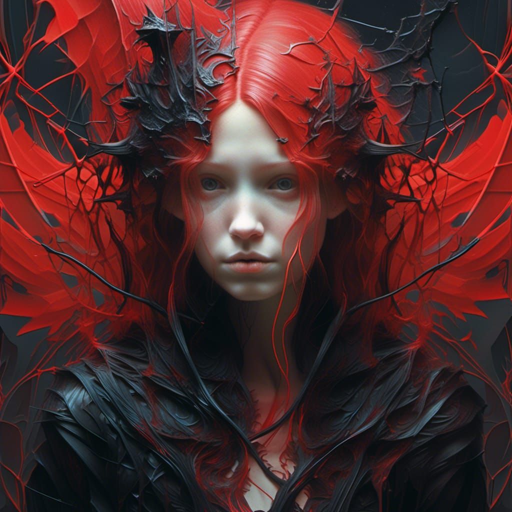 Detailed Red and Black Cosmic Dreamscape