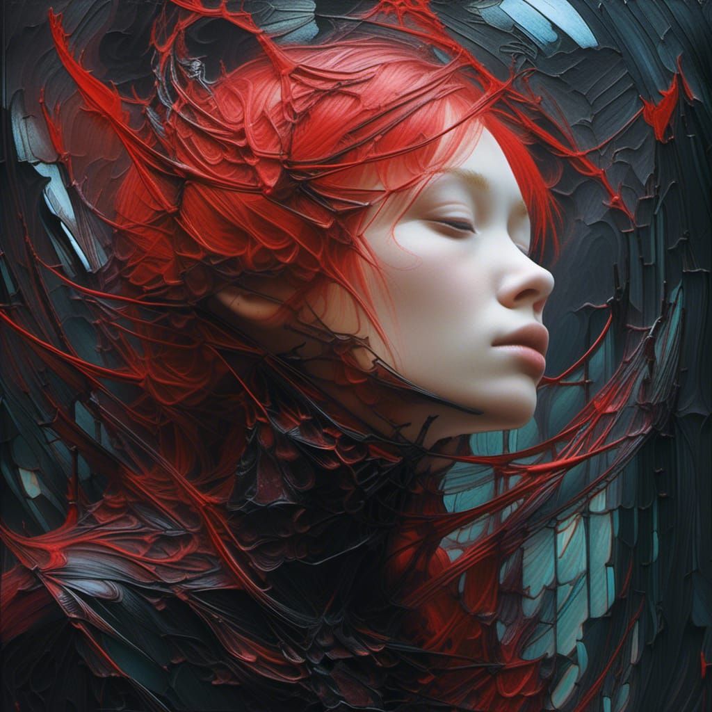 Detailed Red and Black Cosmic Dreamscape