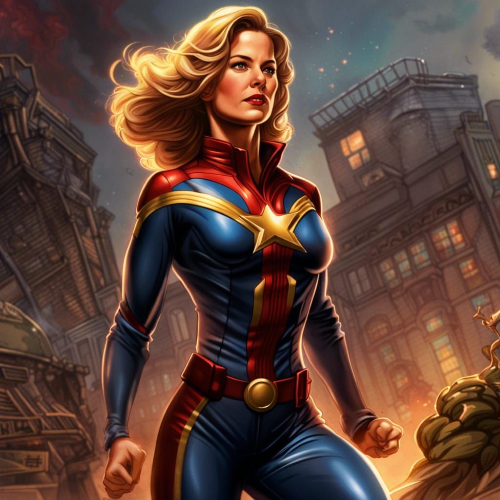 Detailed Matte Painting of Carol Danvers