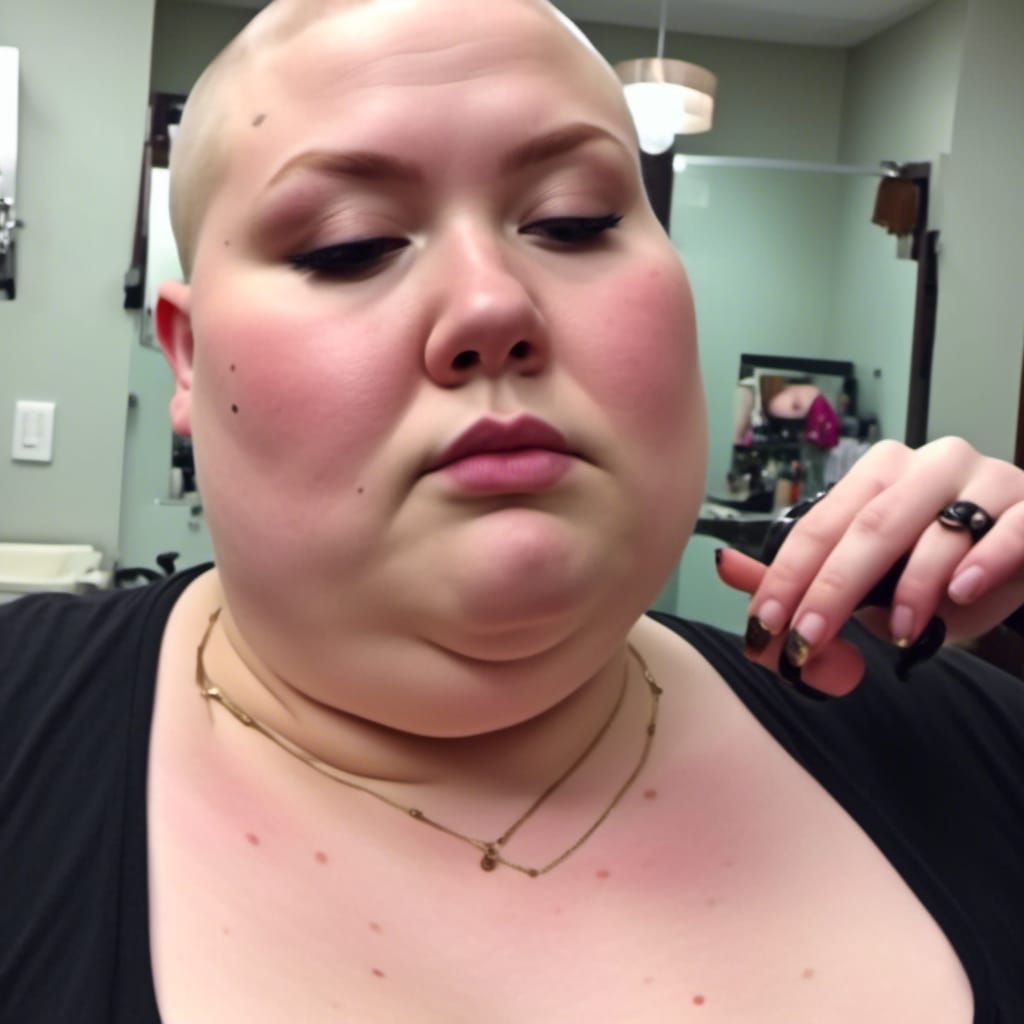 Curvy Woman with Shaved Head Portrait