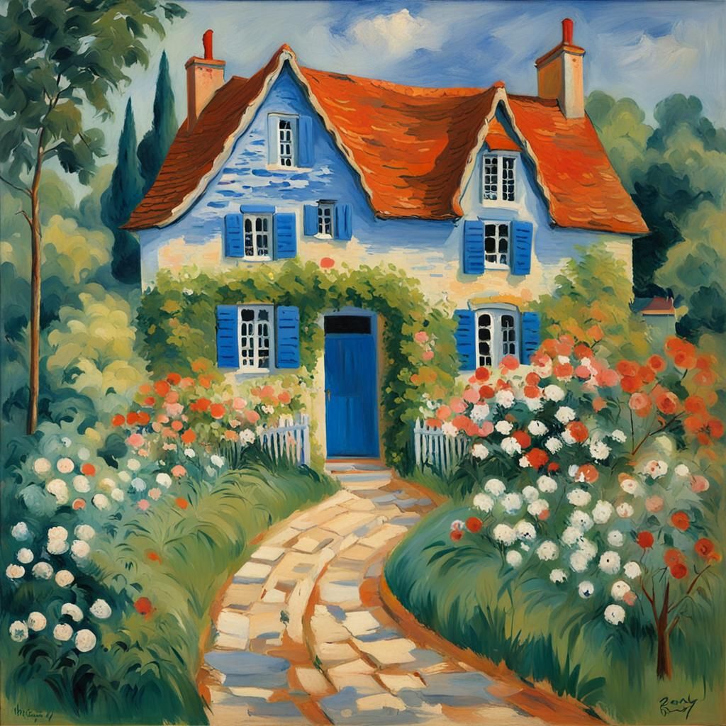 English Cottage Painting in Fauvist Style