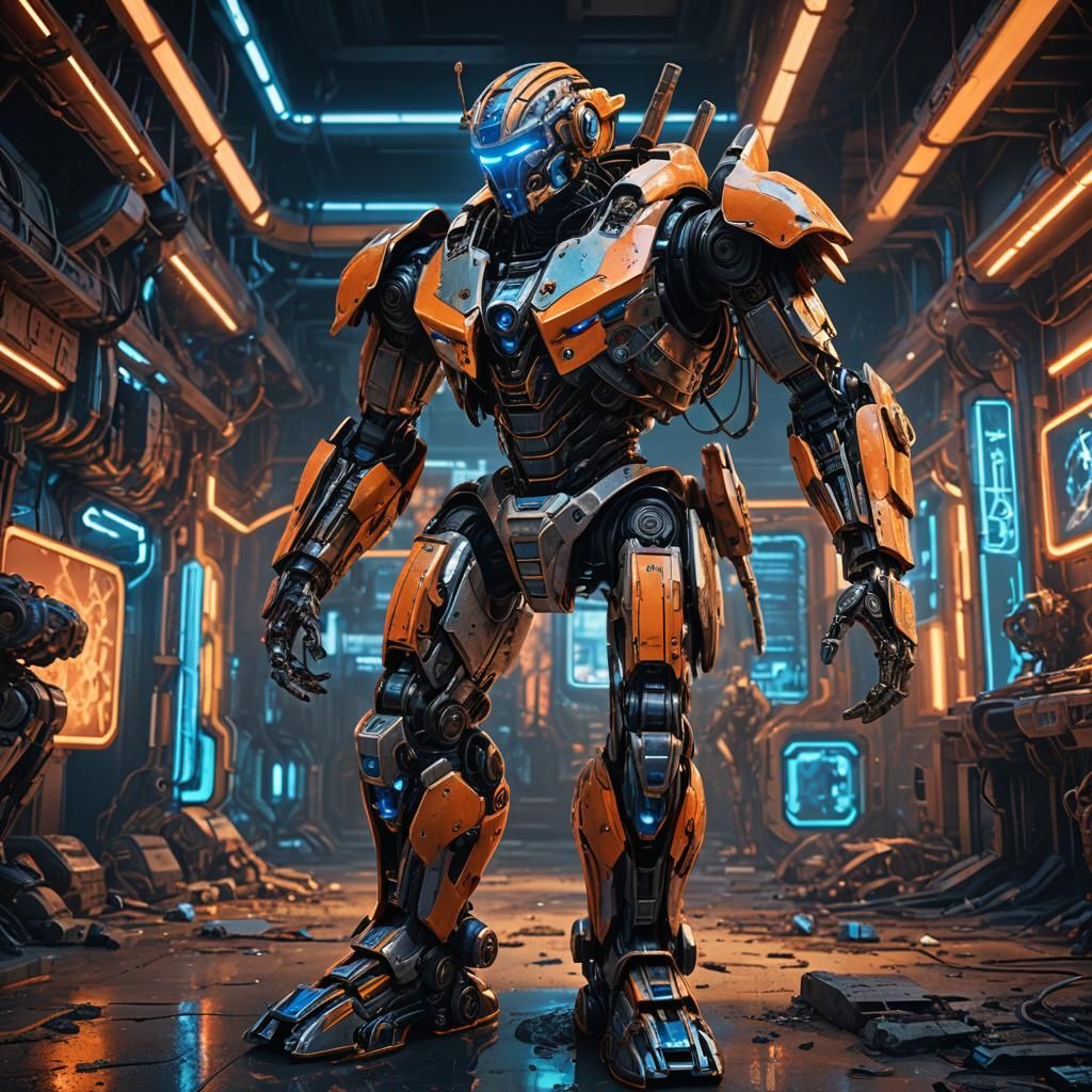 Cybernetic Achilles: A Sci-Fi Hero in Neon