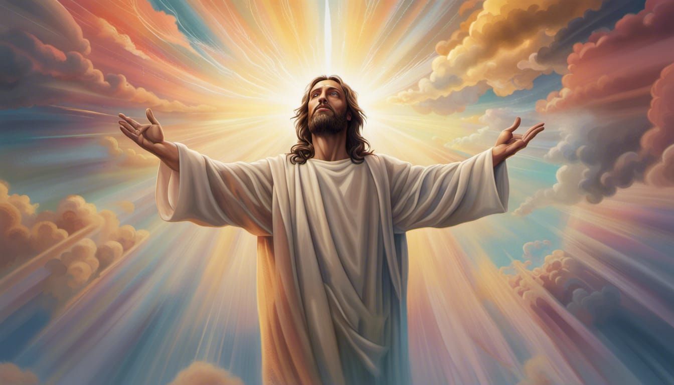 Hyperrealistic Jesus in Heaven Splash Art