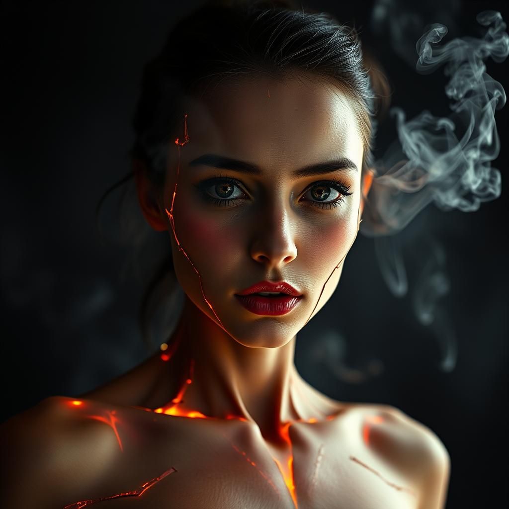 Smoking Skin Portrait with Glowing Veins